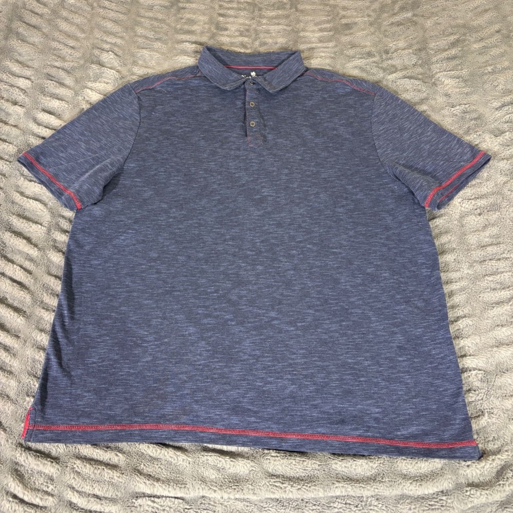 Nat Nast Luxury Originals Blue Heather Polo Shirt XXL Red Contrast Stitching